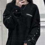 Purpdrank - Autumn tshirt Casual Letter Print O-Neck stripe Tees Creativity Loose T-Shirts Women Long Sleeve Oversize top Hip Hop Streetwear