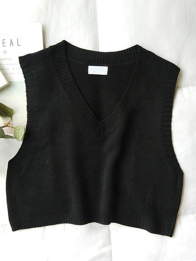 トップス NKNIT V-neck KNIT vest Purpdrank - Women V-Neck Knitted Vest 2023 New Spring Autumn