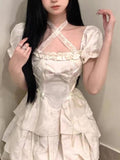 Purpdrank - Kawaii Lolita Dress Bandage Sweet Girl Soft Fairy Birthday Party Puff Sleeve Short Dresses 2023 Fashion New In