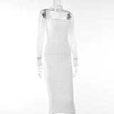 Purpdrank - New Mesh Transparent Women Dresses Double Layer Sexy Elegant Slim Bodycon Party Outfit Knee Length Pleated Evening Dress