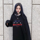 Purpdrank - Autumn tshirt Casual Letter Print O-Neck stripe Tees Creativity Loose T-Shirts Women Long Sleeve Oversize top Hip Hop Streetwear