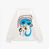Purpdrank - Autumn Winter Woman Crew Neck Vintage Sweatshirt Long Sleeve Print Casual Pullover Top Distressed Sudaderas Female