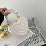 Purpdrank - Fashion Love Heart Shape Shoulder Bag Small Handbags Designer Crossbody Bags For Women Solid Pu Leather Top Handle Bag