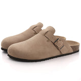 Purpdrank - Fashion Women's Suede Mules Slippers Boston Clogs Cork Insole Sandals With Arch Support Outdoor Beach Slides Home Shoes