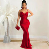 Purpdrank - 2023 New Lace Up Women Solid Satin Maxi Dress Backless Bodycon Sexy Streetwear Party Elegant Festival Evening Summer Long Dress