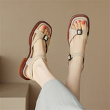 Purpdrank - 2023 NEW Summer Women Sandals Genuine Leather Chunky Heel Shoes Square Toe Low Heel Shoes for Women Cow Leather Shoes Handmade
