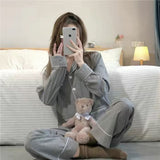 Purpdrank - Plaid Christmas Pajamas Women Korean Sleepwear Autumn Pijamas Cute Clothes Pyjamas 2 Piece Pants Sets Loungewear Pj Suit