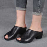 Purpdrank - Women Sandals 2023 Elegant Women Heels Sandals Medium Heel Zapatos Mujer Summer Sandals Women Mules Ladies Shoes Summer Footwear