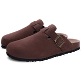 Purpdrank - Fashion Women's Suede Mules Slippers Boston Clogs Cork Insole Sandals With Arch Support Outdoor Beach Slides Home Shoes