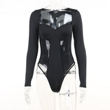 Purpdrank - Black Long Sleeve Bodysuit Women Mesh Transparent Sexy Body Top Women One-Piece Outfits Autumn Winter T shirt