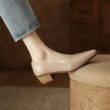 Purpdrank - New Spring/Summer Women Shoes Pointed Toe Chunky Heel Shoes for Women Handmade Genuine Leather Women Pumps Zapatos De Mujer