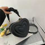 Purpdrank - Fashion Love Heart Shape Shoulder Bag Small Handbags Designer Crossbody Bags For Women Solid Pu Leather Top Handle Bag