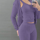 Purpdrank - Cropped Jacket Tracksuit Two Piece Set Elegant 2 Pieces Sets Women Luxury Outfit Sweatsuit Velour Zip Up Hoodie Jackets