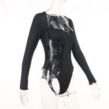 Purpdrank - Black Long Sleeve Bodysuit Women Mesh Transparent Sexy Body Top Women One-Piece Outfits Autumn Winter T shirt
