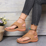 Purpdrank - Women Sandals Shoes Summer Solid Color Buckle Flip Flops Ladies Wedge Sandalias Outdoor Females Beach Shoes Chaussure Femme