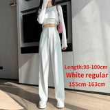 Purpdrank - 2023 Womens Fashion Casual High Waist Loose Wide Leg Pants for Women Spring Autumn New Female Floor-Length White Suits Pants Ladies Long Trousers