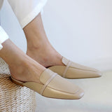Purpdrank - 2023 Summer Shoes Woman Slip on Cow Leather Mules Female Muller Shoes Square Toe Slides Style Handmade Ladies Shoes for Women