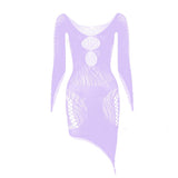 Purpdrank - Sexy Hollow Out Long Sleeve Bandage Dress Women Summer Fashion Streetwear Outfits Lace Club Party Dresses
