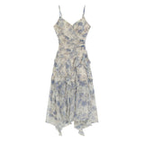 Purpdrank - 2023 Summer Chiffon Floral Midi Dress Women Casual V-Neck Beach Style Sundress Office Lady Even Party Midi Dress Korean Chic