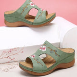 Purpdrank - Sandals Comfortable Platform Soft Women Casual Slippers Embroider Flower Colorful Ethnic Flat Open Toe Outdoor Beach Shoes