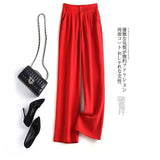 Purpdrank - Fashion Loose Office Lady Wide Leg Pants Casual Korean Women Elastic High Waist Straight Trousers Summer Suit Pants New