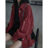 Purpdrank - Retro Fashion Women Corduroy Shirt Button Jacket Long Sleeve Top Mid-length Shirt Wholesale Spring Autumn Coat Office Women New