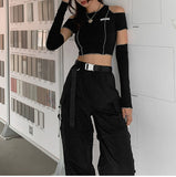 Purpdrank - Off Shoulder Women Hoodies Casual Fashion Croped Chic Sweatshirt Korean Style Streetwear Basic Clothing Kpop Shirt for Women