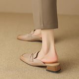 Purpdrank - Women Sandals  Office Ladies Casual Women Pumps High Quality Genuine Leather Mules Low Heels Slippers Shoes Woman 2023 Summer