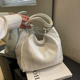 Purpdrank - Fashion Pleated Tote Bags For Women Large Capacity Shoulder Bag Ladies Casual Handbags Top-handle Bags