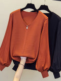 Purpdrank - Black Beading Knit Sweater Pullover Women Elegant Vintage Stylish Chic Knitwear Tops 2023 Autumn Long Sleeve V-neck Jumpers