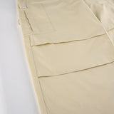 Purpdrank - Light Khaki Cargo Pants Streetwear 100% Cotton Big Pocket Patchwork Casual Pants Drawstring Low Waist Baggy Trouser Lady