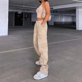 Purpdrank - NEW Pockets Cargo Pants for Women Straight Oversize Pants Harajuku Vintage 90S Aesthetic Low Waist Trousers Wide Leg Baggy Jeans
