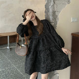 Purpdrank - Gothic Harajuku Oversized Black Dress Women Goth School Student Long Sleeve Short Dresses Autumn Korean Fashion Kpop