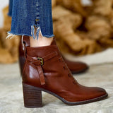 Purpdrank - Thick High Heels Side Zip  Buckle Ankle Boots