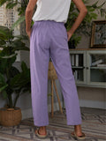 Purpdrank - Summer Cotton Linen Pants For Women Fashion Loose Casual Solid Color High Waist Trousers Female Long Pants
