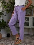 Purpdrank - Summer Cotton Linen Pants For Women Fashion Loose Casual Solid Color High Waist Trousers Female Long Pants