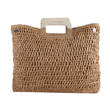 Purpdrank - Women Handbag Rattan Wicker Straw Woven Half-round Bag Large Capacity Female Casual Travel Tote Fashion Bolsos