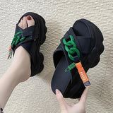 Purpdrank - Shoes House Slippers Platform Slides Slipers Women Heeled Mules Black Sandals Fashion Lady 2023 High Summer Beige Luxury Girl