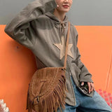 Purpdrank - Hip Hop Zip Up Hoodie Vintage Star Patch Cotton Loose Sweatshirt Jacket Harajuku Gothic Long Sleeve Women Sweatshirt Y2k Clothes