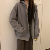 Purpdrank - Hip Hop Zip Up Hoodie Vintage Star Patch Cotton Loose Sweatshirt Jacket Harajuku Gothic Long Sleeve Women Sweatshirt Y2k Clothes