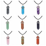 Purpdrank - Hexagonal Pointed Reiki Chakra Stone Pendant Necklace Women Girl  Jewelry 18inch Chain chunky Pendants
