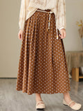 Purpdrank - High Waist Casual Skirt Women New Arrival 2023 Summer Korean Style Vintage Polka Dot Loose Ladies Elegant Long Skirts B2890