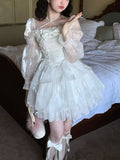 Purpdrank - 2023 Summer Kawaii Clothing Lolita Mini Dress Women Casual Lace Short Party Dress Female Elegant Vintage One Piece Dress Korean