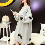 Purpdrank - Snowflake Appliques Korean Fashion Elegant Lace Long Sleeve Pullover Tunic Top Female Autumn Casual Oversized Sweatshirt Women