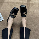 Purpdrank - Shoes Women's Sneakers Summer Platform New Leather Thick Sole Square Toe Rome Hoof Heels Low Slides Fabric Rubber Mules Sli
