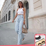 Purpdrank - Fashion Loose Jeans for Women High Waist Stretch Wide Leg Femme Trousers Casual Comfort Denim Spring New Office Lady Pants
