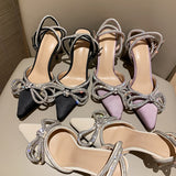 Purpdrank - Summer Sandals Women Pumps 8cm Crystal High Heel For Party Sexy High Heels For Wedding Sandles Sweet Girls Princess Shoes