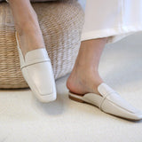 Purpdrank - 2023 Summer Shoes Woman Slip on Cow Leather Mules Female Muller Shoes Square Toe Slides Style Handmade Ladies Shoes for Women