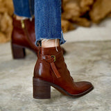 Purpdrank - Thick High Heels Side Zip  Buckle Ankle Boots