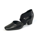 Purpdrank - Woman Cowhide Summer Shoes Cross-Tied Sandals Women Pumps Thick Heel Lady Spring Autum Retro Pumps